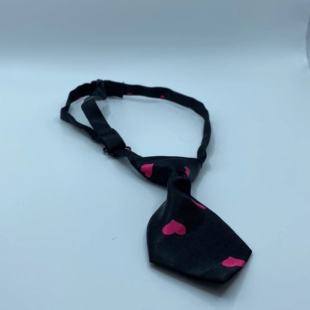 Black With Pink Hearts Dog Tie